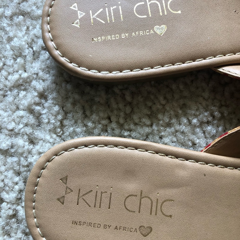 Kiri Chic Tan/African Design Slip on Shoes - Picture 3 of 5